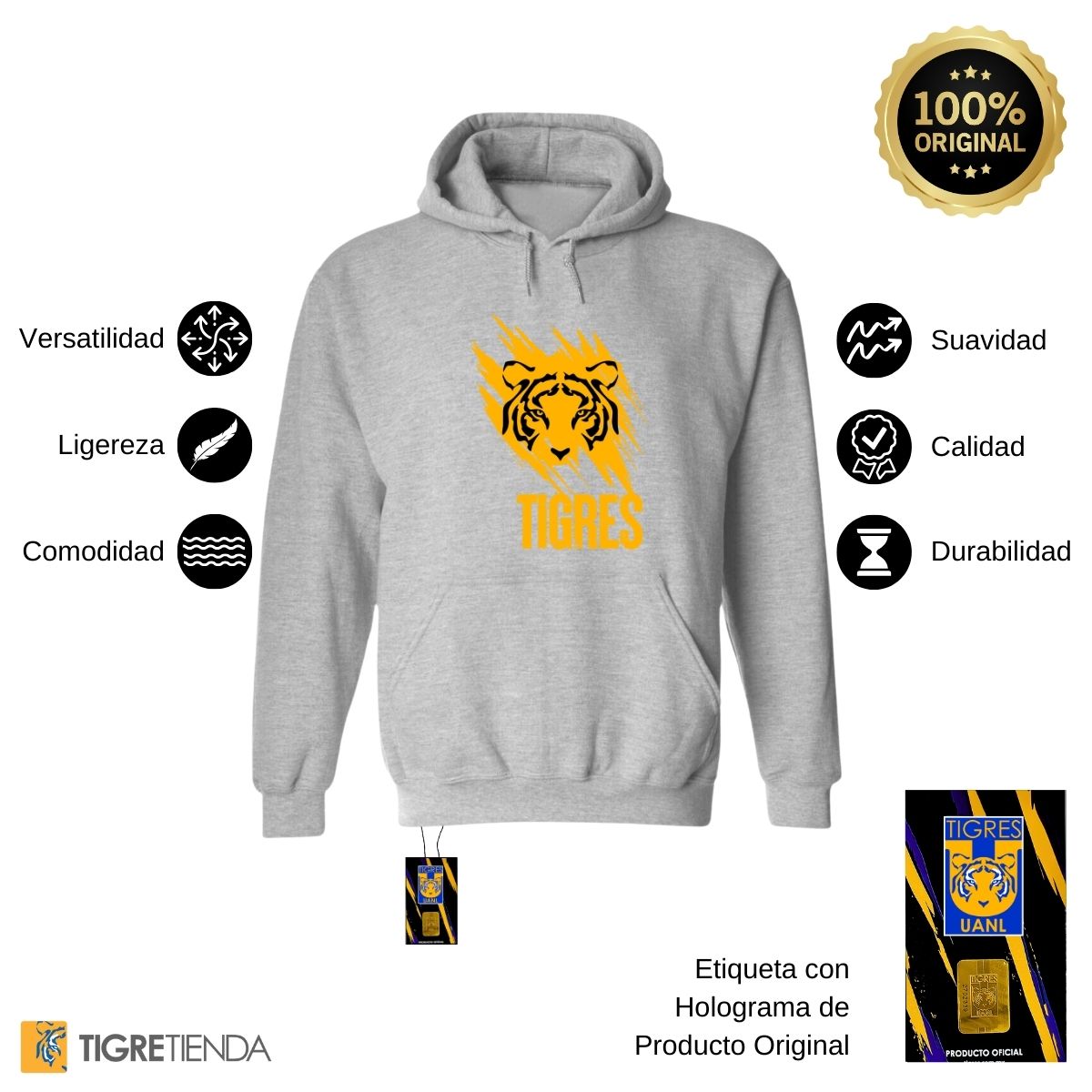 Sudadera Mujer Hoodie  Tigres UANL Rostro