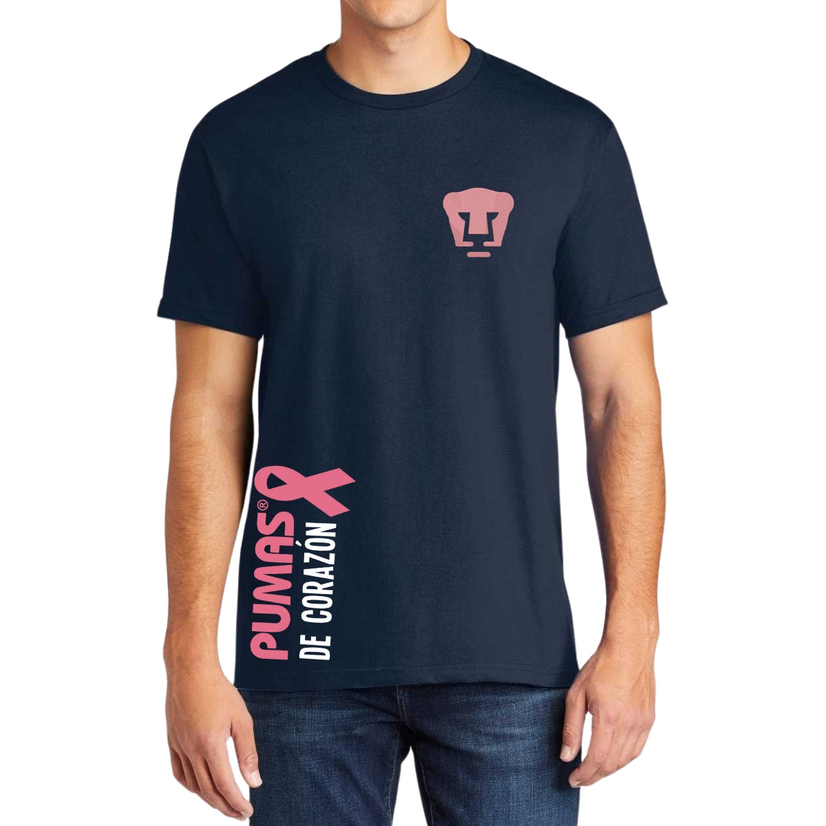 Playera Hombre Pumas UNAM De corazón logo rosa