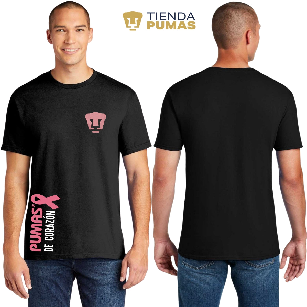 Playera Hombre Pumas UNAM De corazón logo rosa