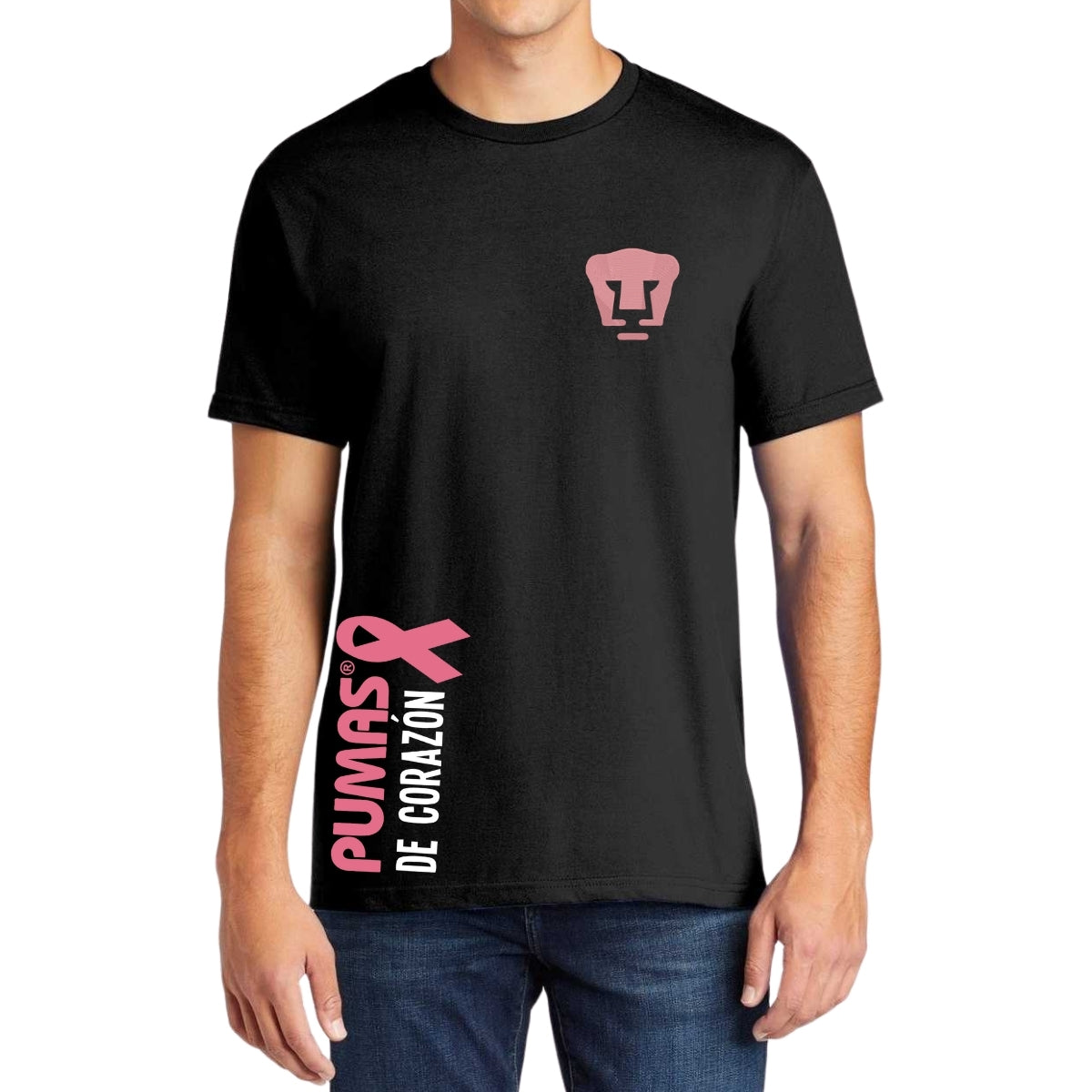 Playera Hombre Pumas UNAM De corazón logo rosa