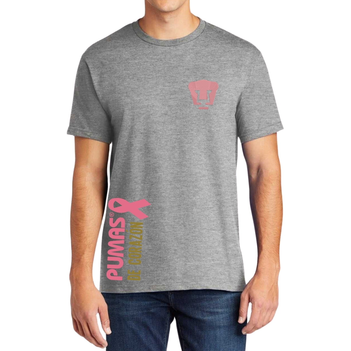 Playera Hombre Pumas UNAM De corazón logo rosa