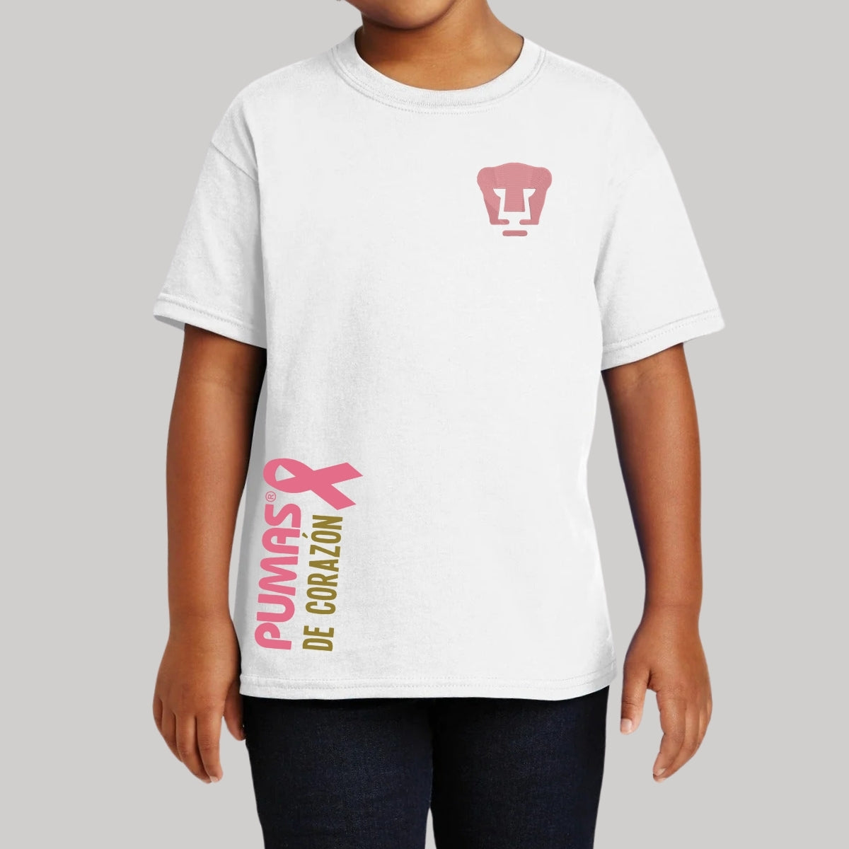 Playera Niños Pumas UNAM De corazón logo rosa