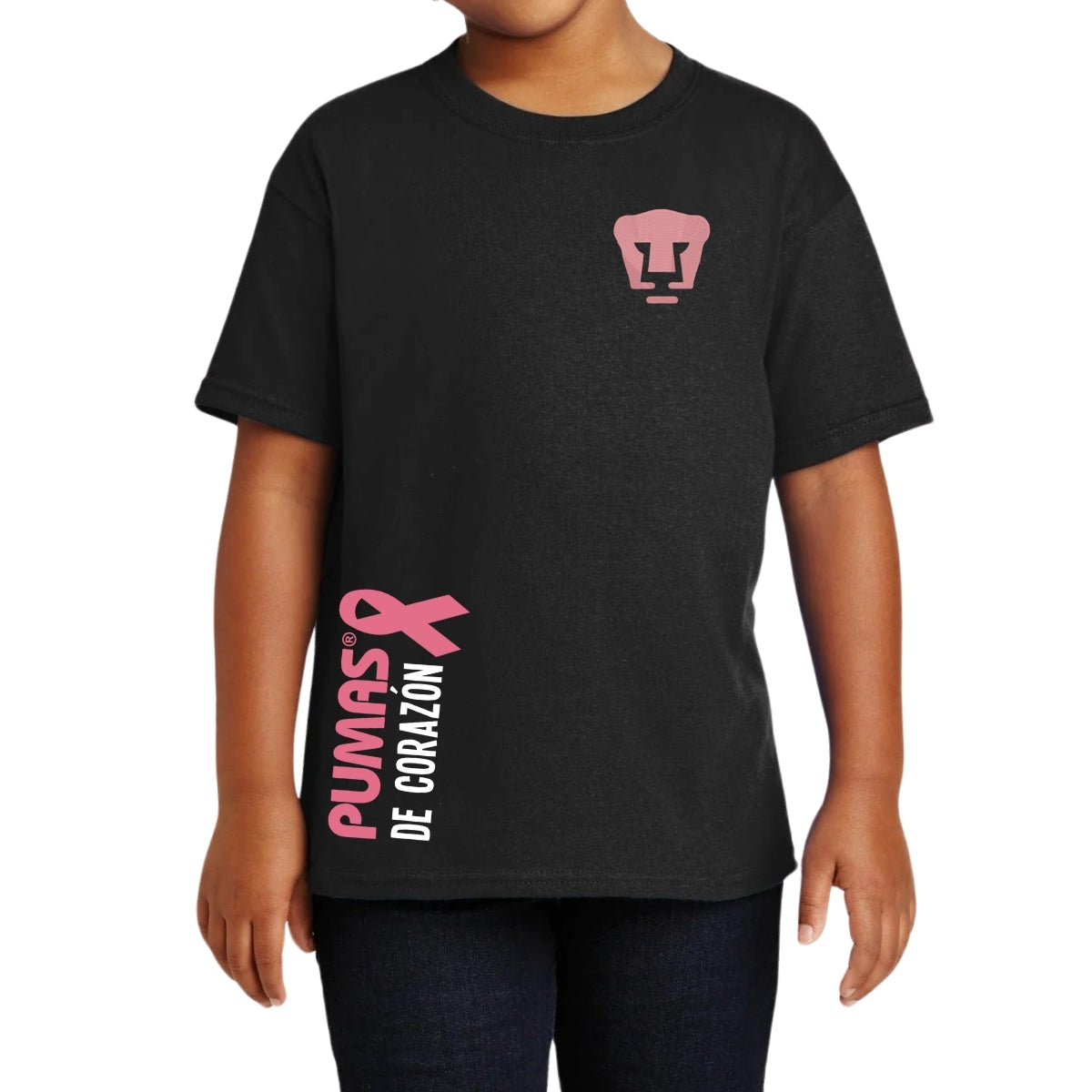 Playera Niños Pumas UNAM De corazón logo rosa