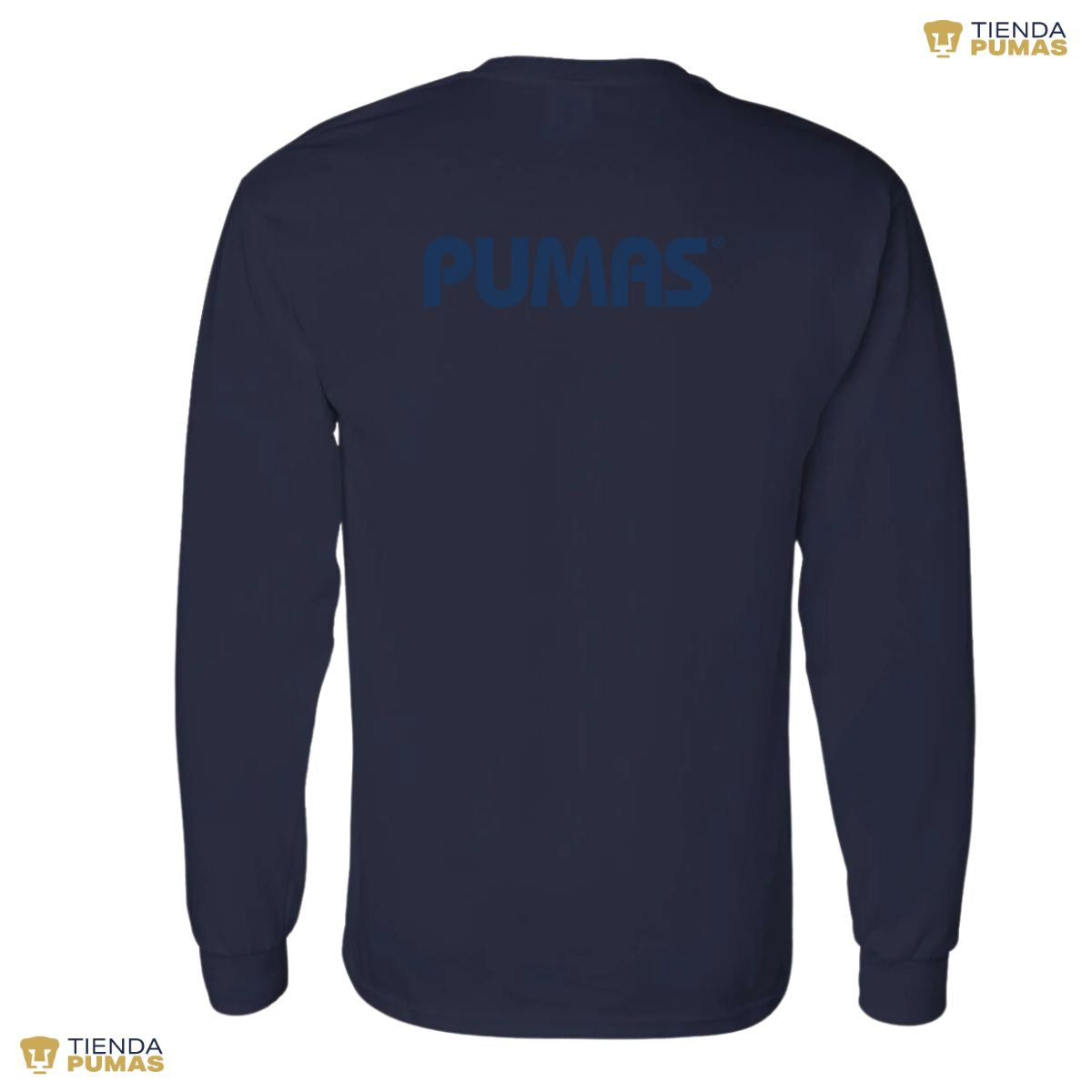 Playera Hombre Pumas Logo Azul Manga Larga