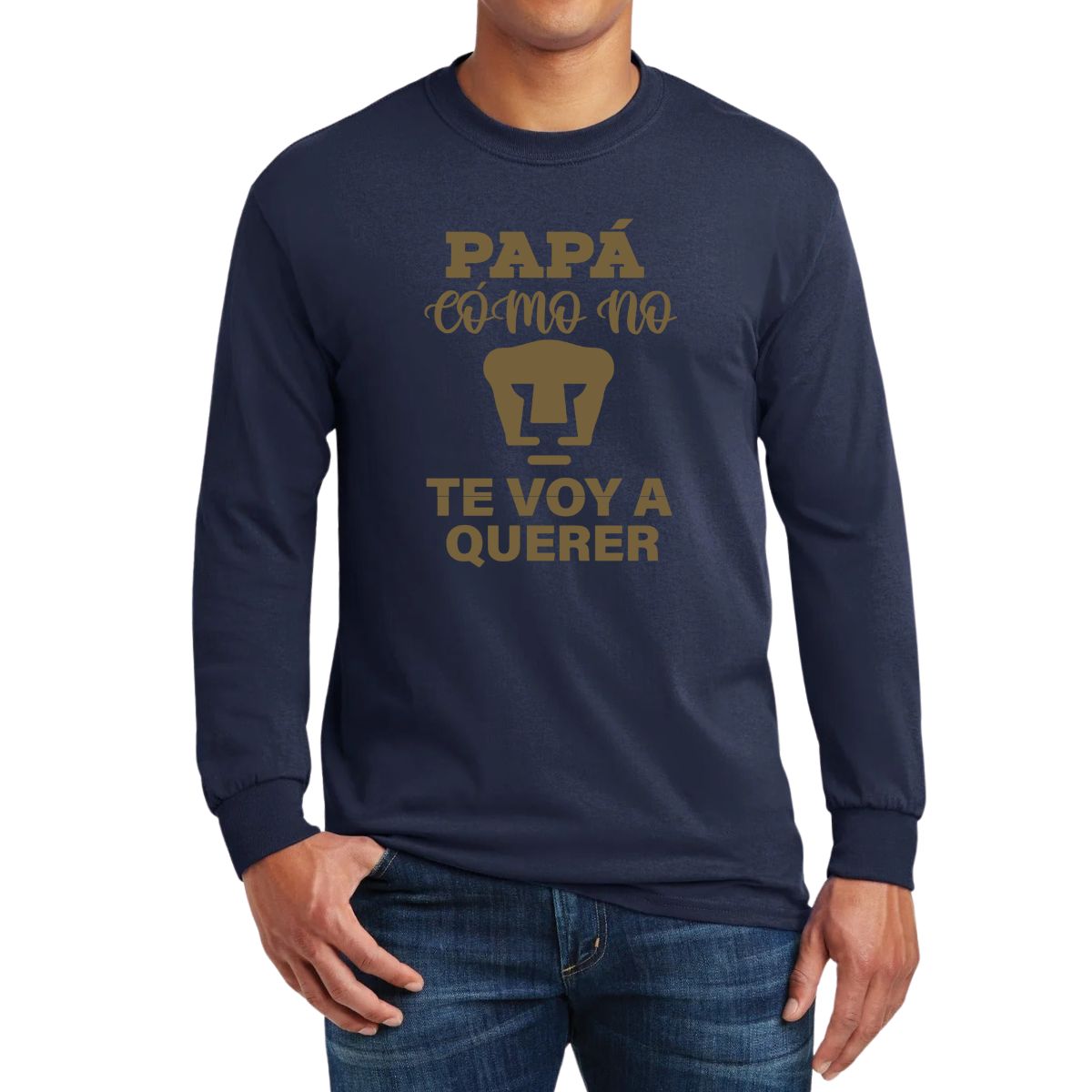 Playera Hombre Pumas UNAM Manga Larga Papá cómo no te voy a querer