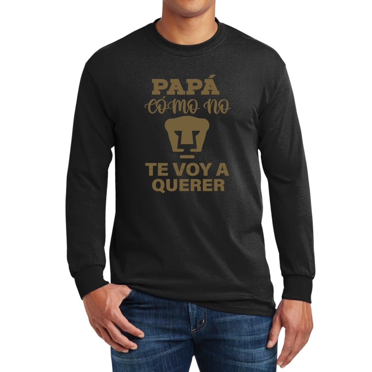 Playera Hombre Pumas UNAM Manga Larga Papá cómo no te voy a querer