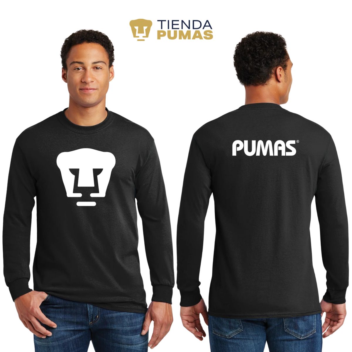 Playera Hombre Pumas UNAM Manga Larga Logo Monocromático Vinil