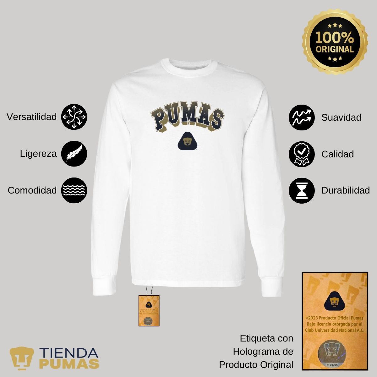 Playera Hombre Pumas UNAM Manga Larga Pumas 3D