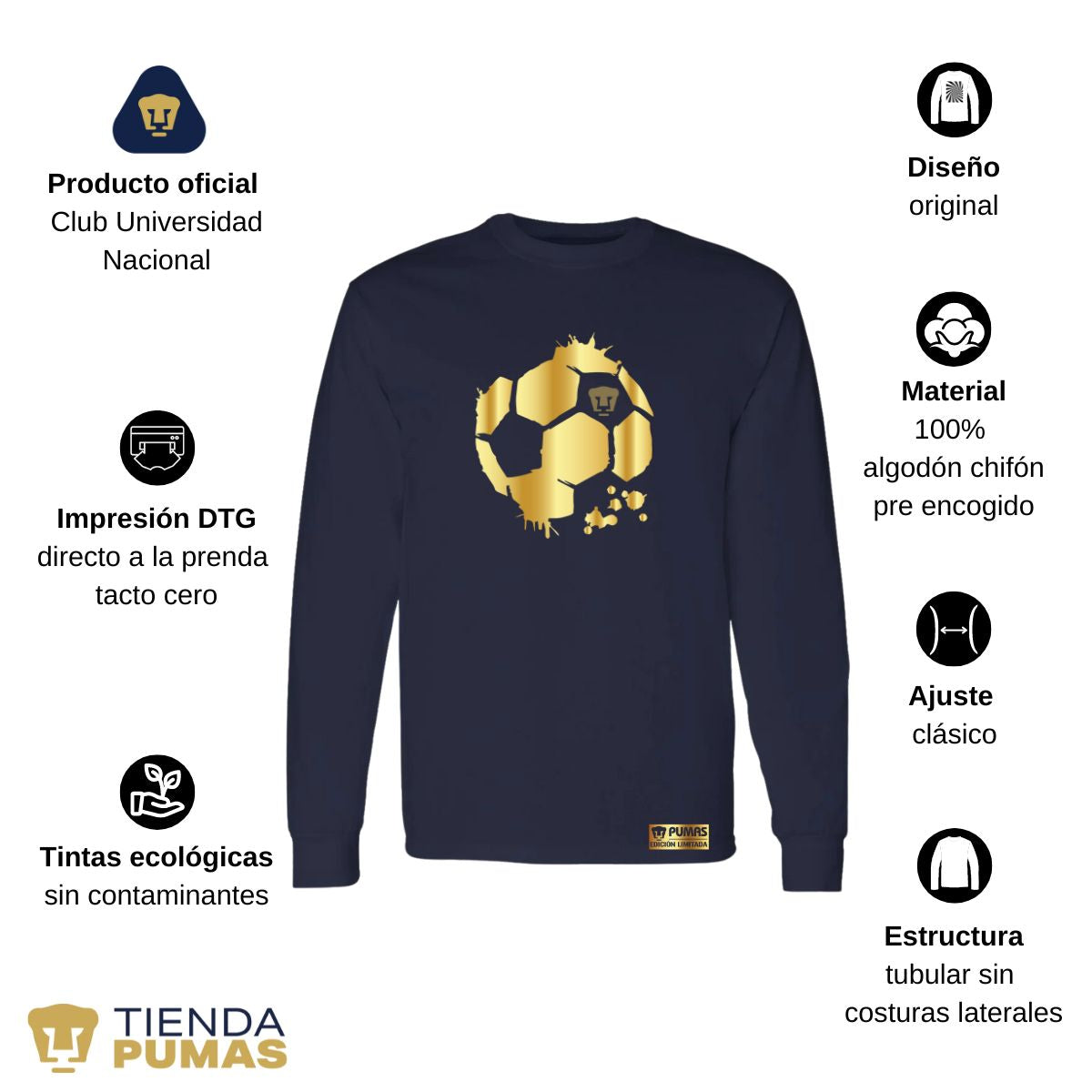 Playera Hombre Pumas UNAM Manga Larga Edición limitada 2