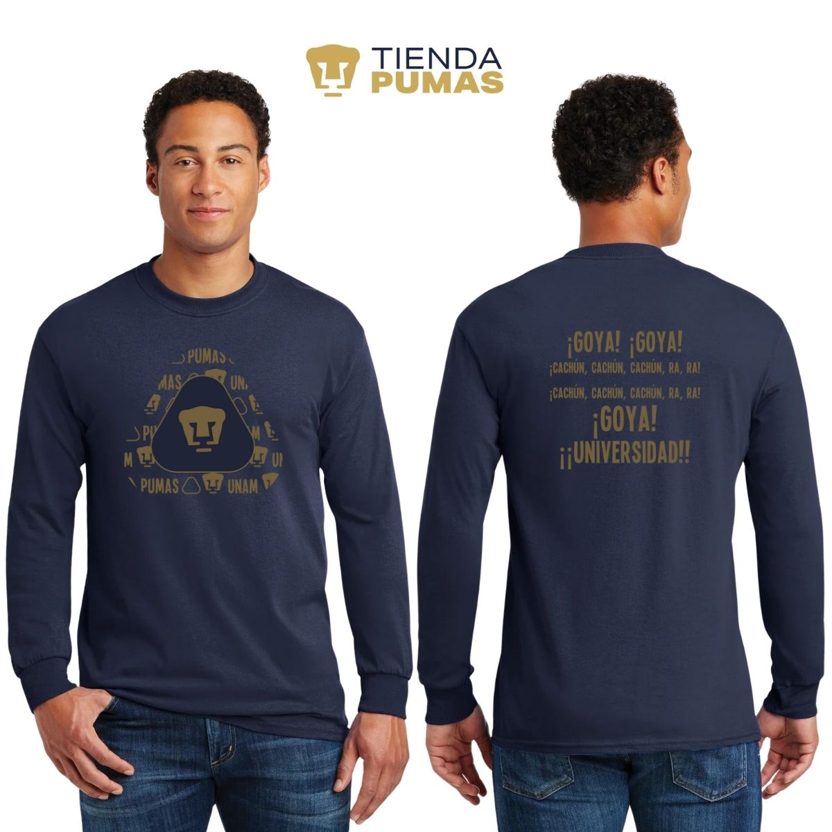 Playera Hombre Pumas UNAM Manga Larga Triangular porras