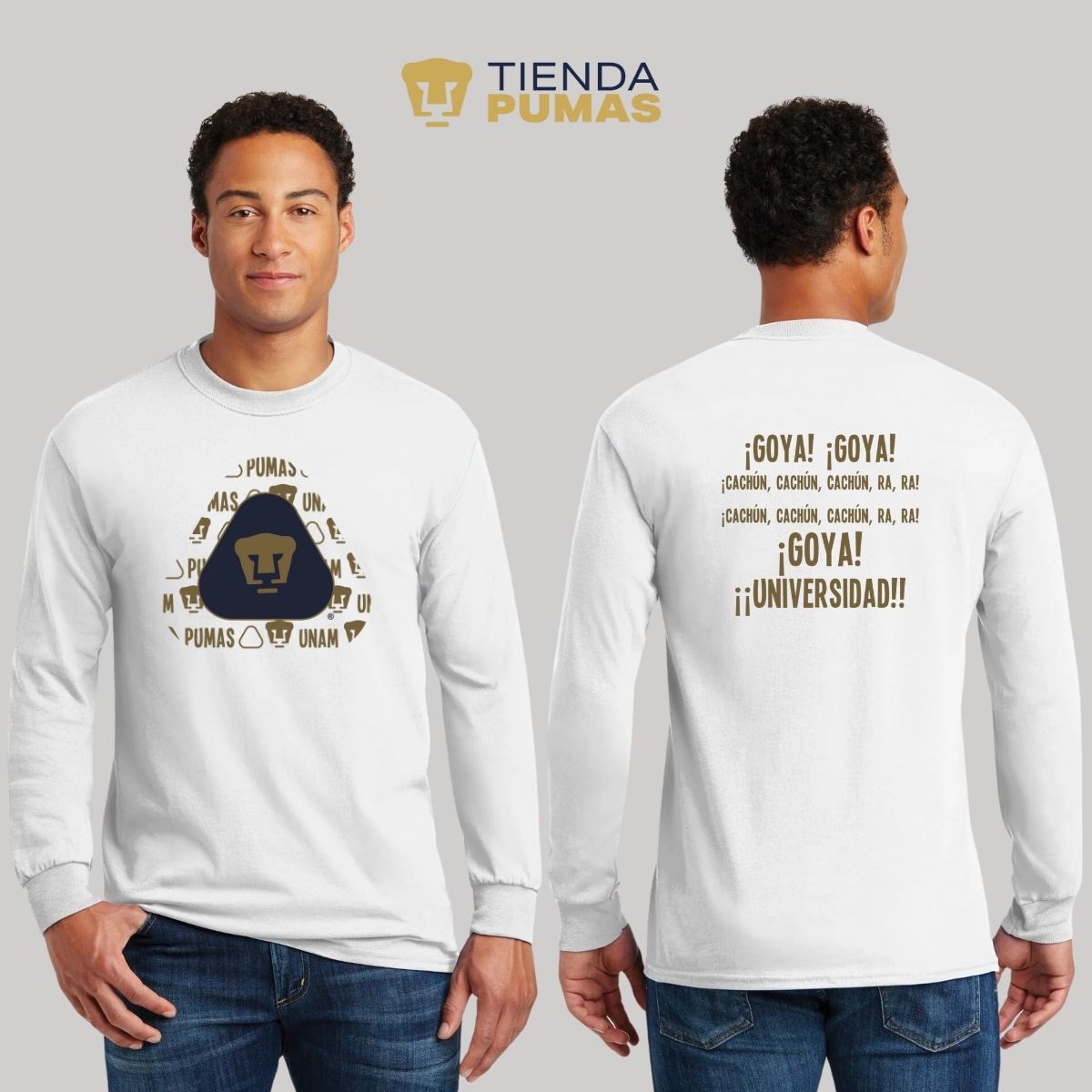 Playera Hombre Pumas UNAM Manga Larga Triangular porras