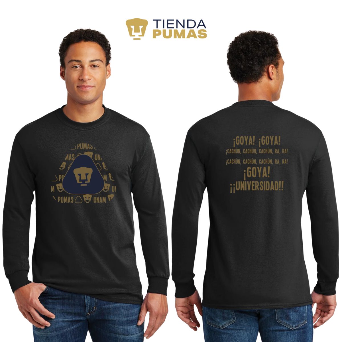 Playera Hombre Pumas UNAM Manga Larga Triangular porras