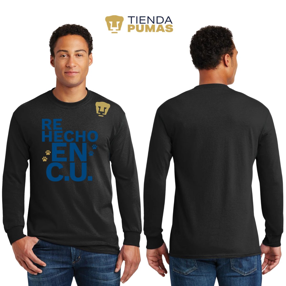 Playera Hombre Pumas UNAM Manga Larga Rehecho en C.U. DTG-Vinil