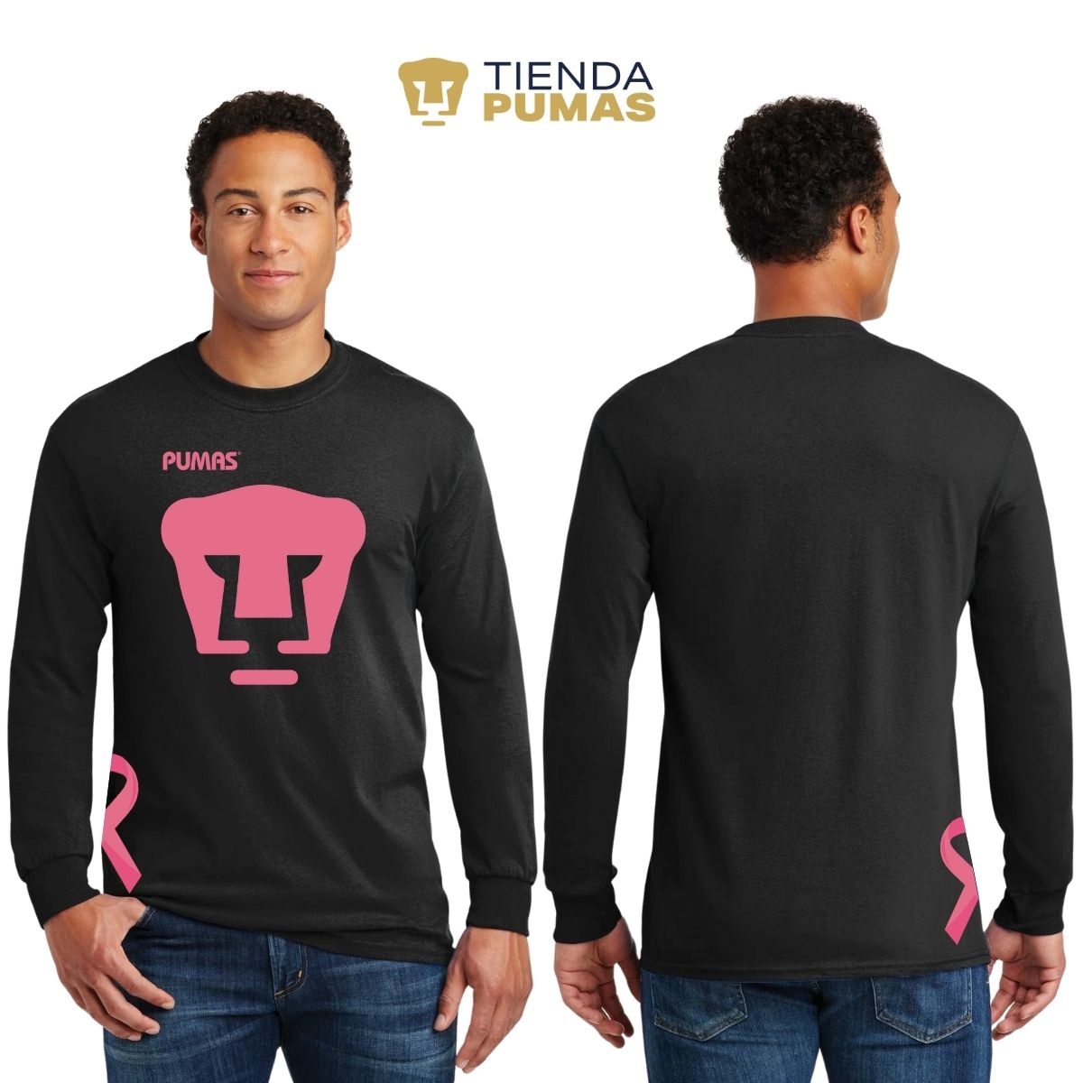 Playera Hombre Pumas UNAM Manga Larga Mes Rosa