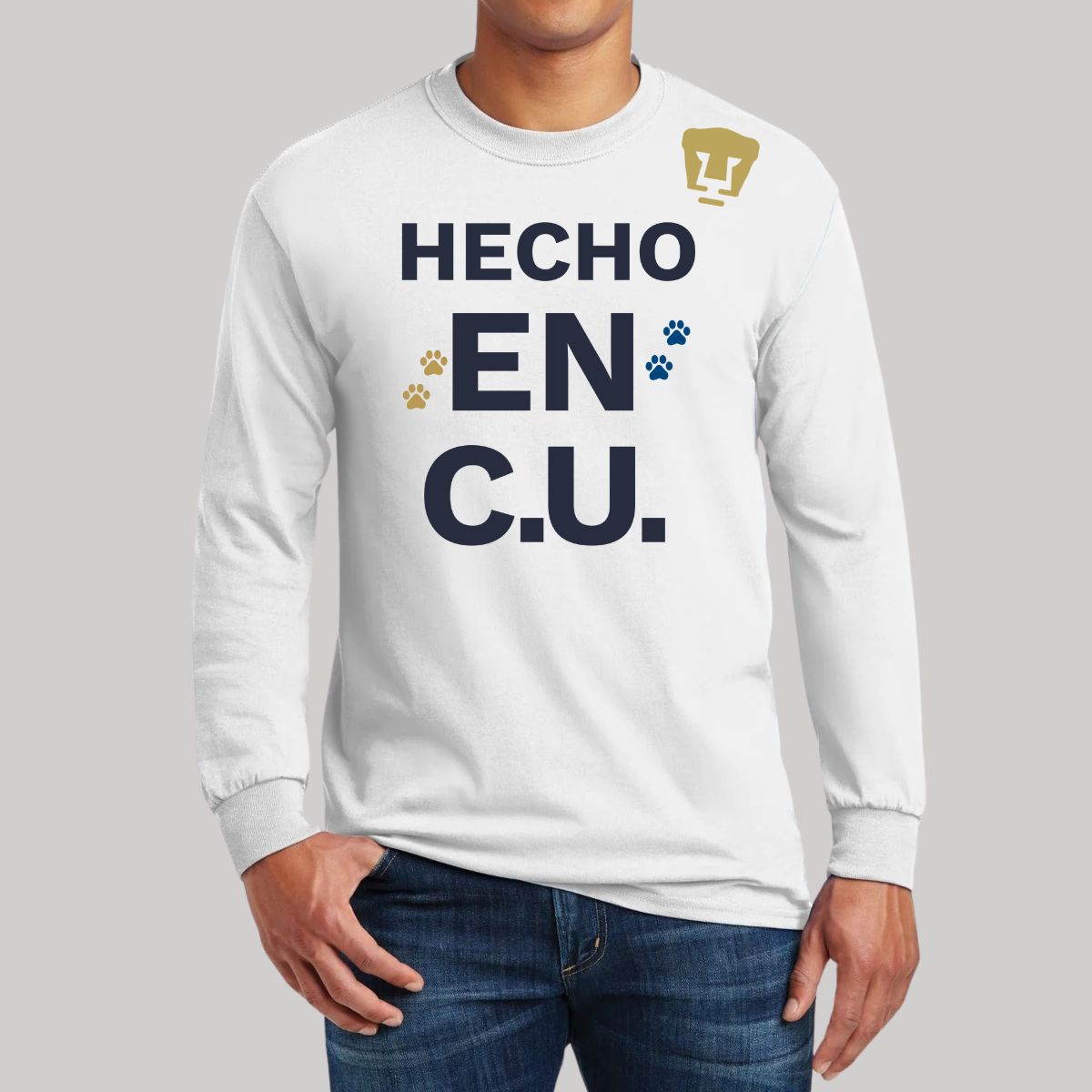 Playera Hombre Pumas UNAM Manga Larga Hecho en C.U. DTG-Vinil