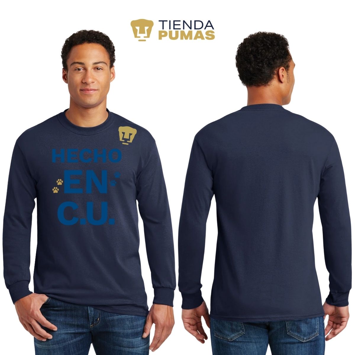 Playera Hombre Pumas UNAM Manga Larga Hecho en C.U. DTG-Vinil