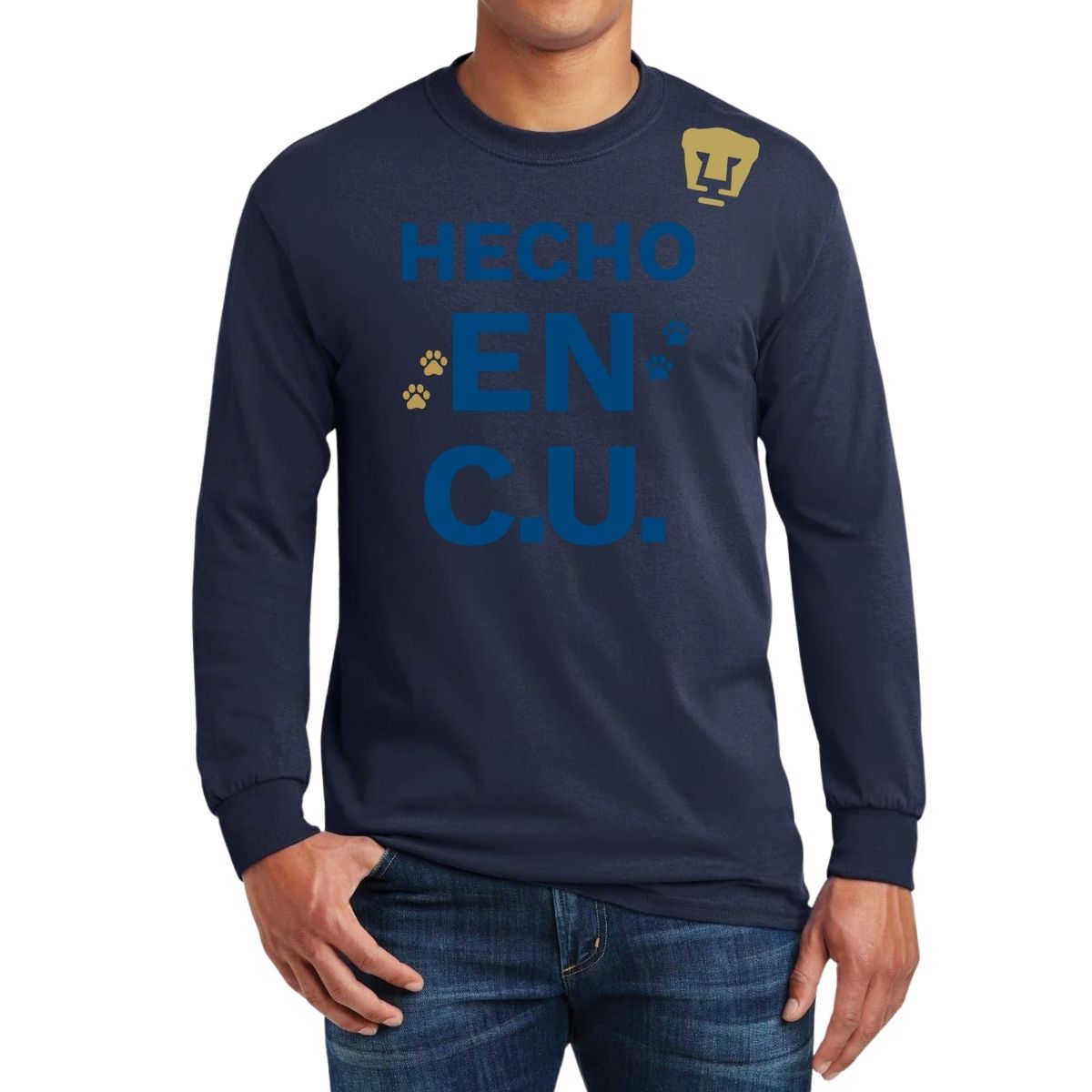 Playera Hombre Pumas UNAM Manga Larga Hecho en C.U. DTG-Vinil