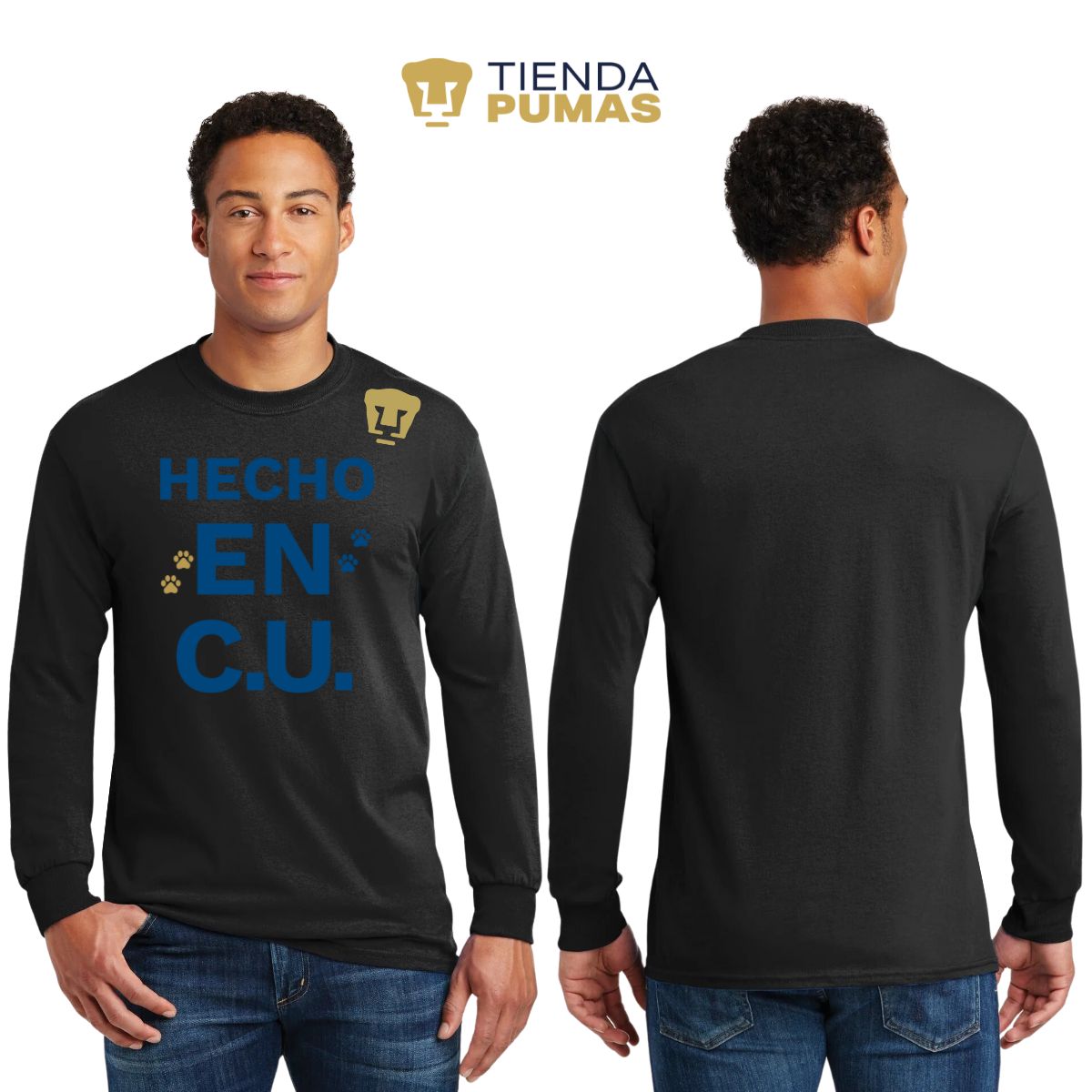 Playera Hombre Pumas UNAM Manga Larga Hecho en C.U. DTG-Vinil