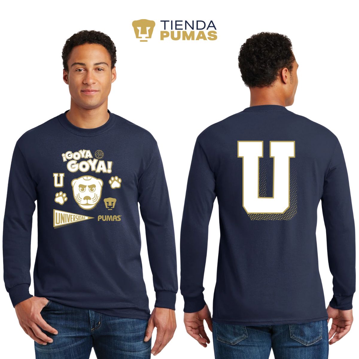 Playera Hombre Pumas UNAM Goyo Universidad Manga Larga