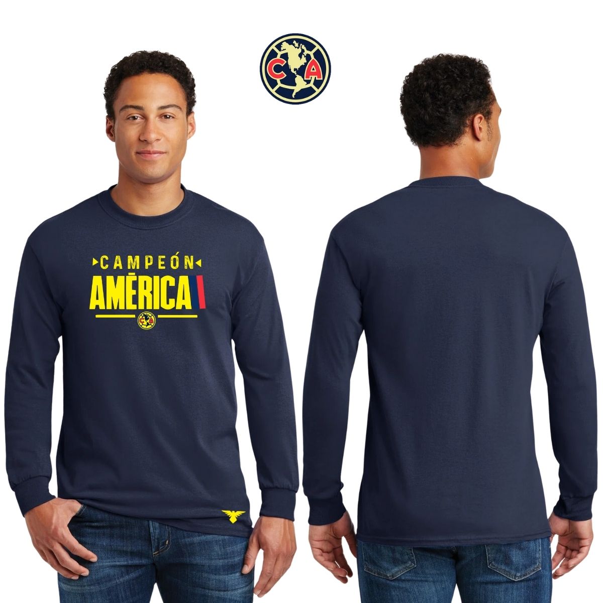 Playera Hombre América Manga Larga Campeón