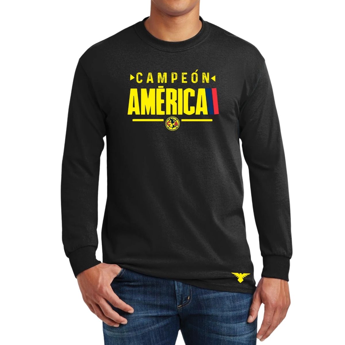 Playera Hombre América Manga Larga Campeón