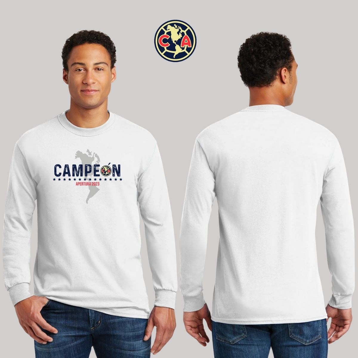 Playera Hombre América Manga Larga Campeón AP 2023