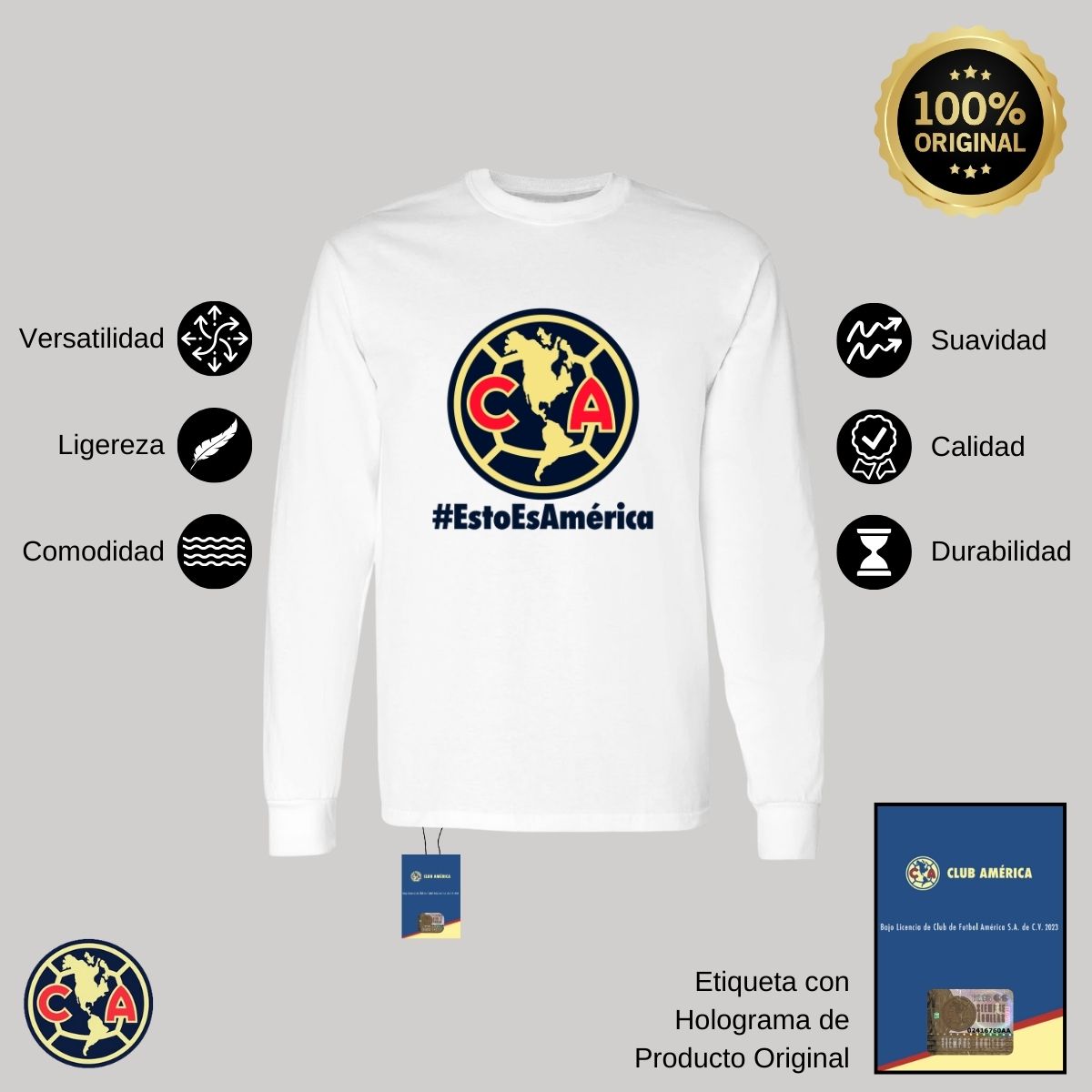 Playera Hombre América Manga Larga Esto es América