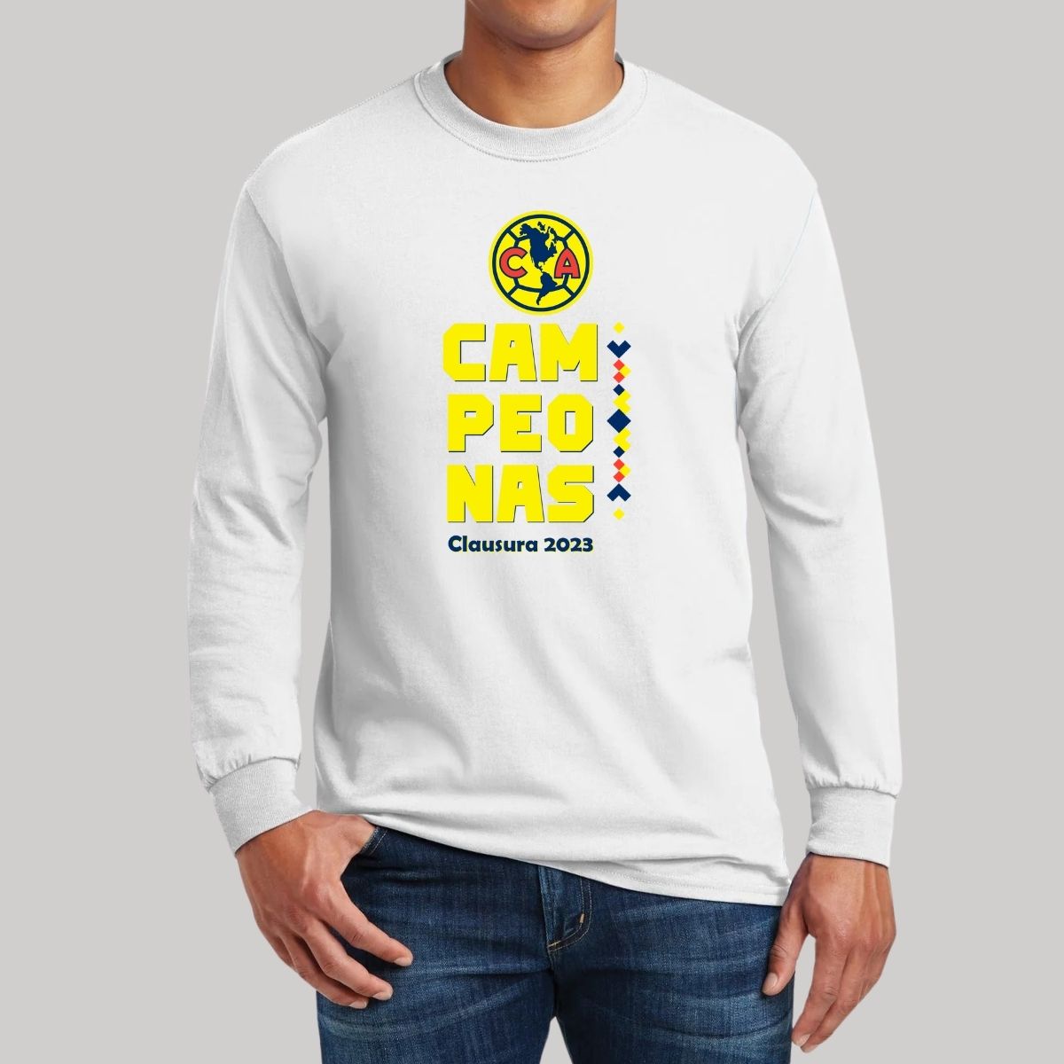 Playera Hombre América Manga Larga Campeonas Cl 2023