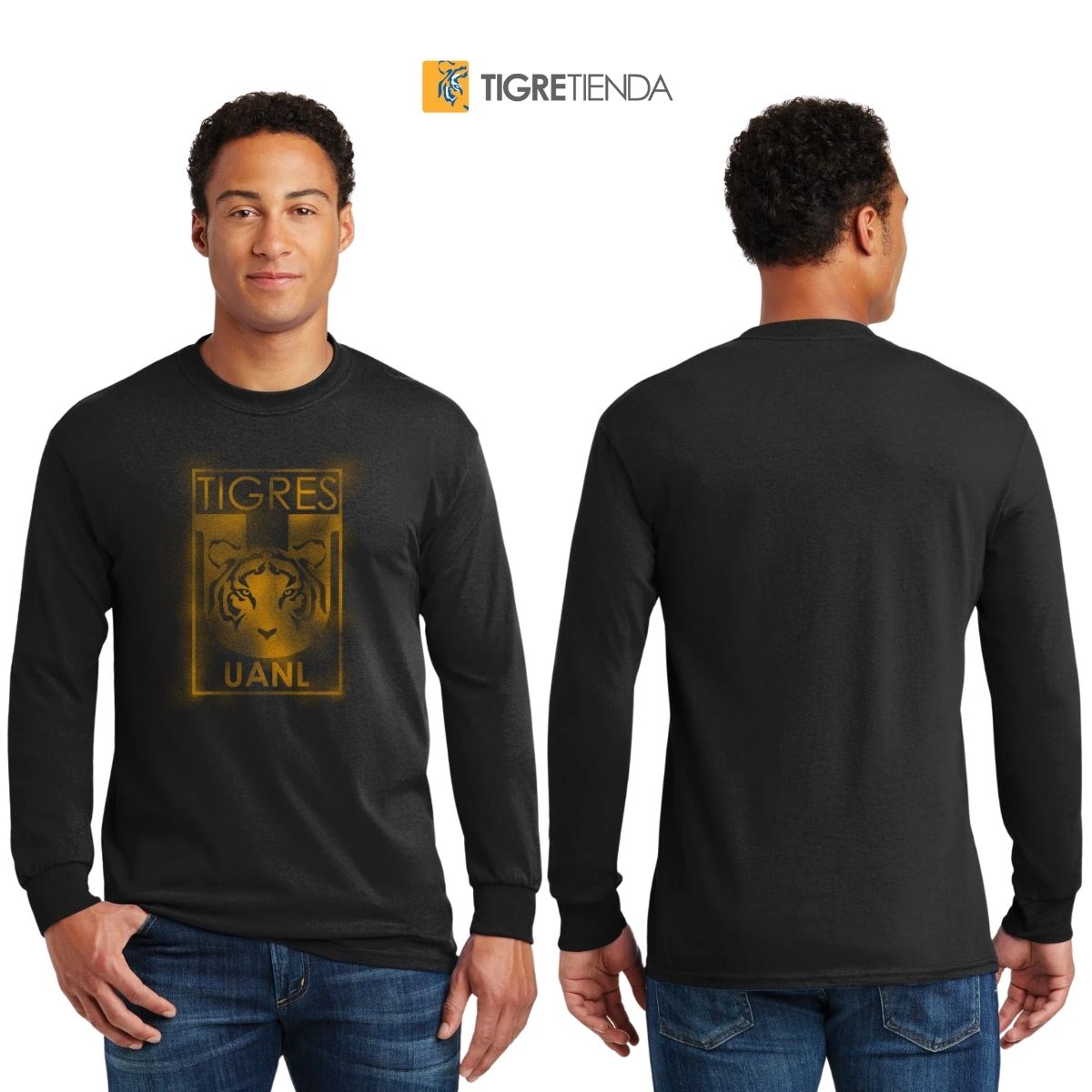 Playera Hombre Tigres UANL Manga Larga Escudo difuminado