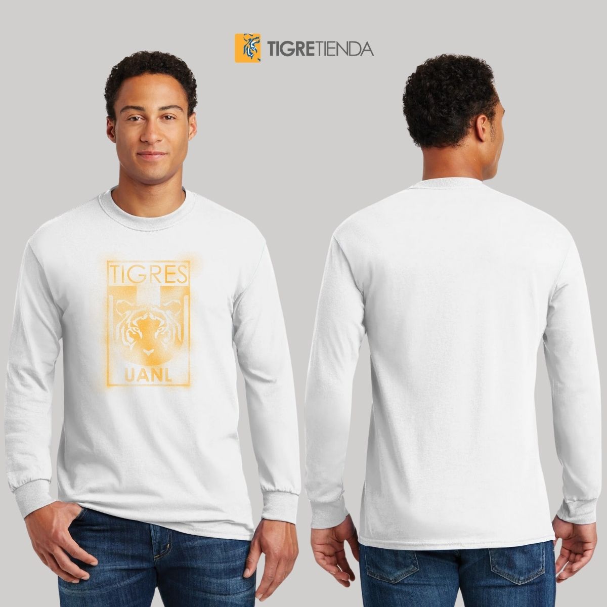 Playera Hombre Tigres UANL Manga Larga Escudo difuminado