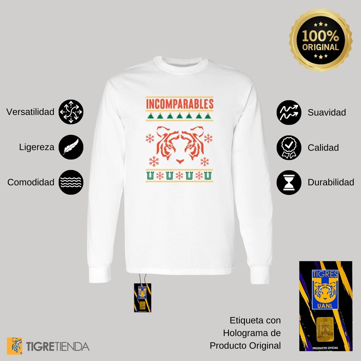 Playera Tigres UANL Hombre Manga Larga Navidad OD76990