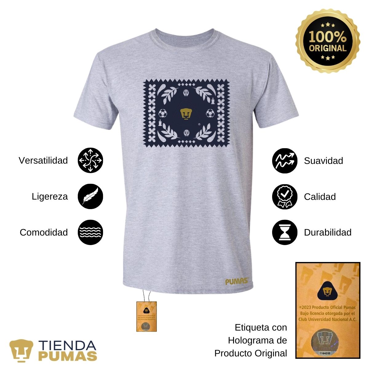 Playera Día de Muertos Hombre Pumas UNAM Papel