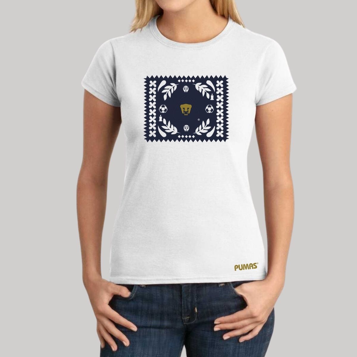 Playera Mujer Pumas UNAM Día de Muertos Papel