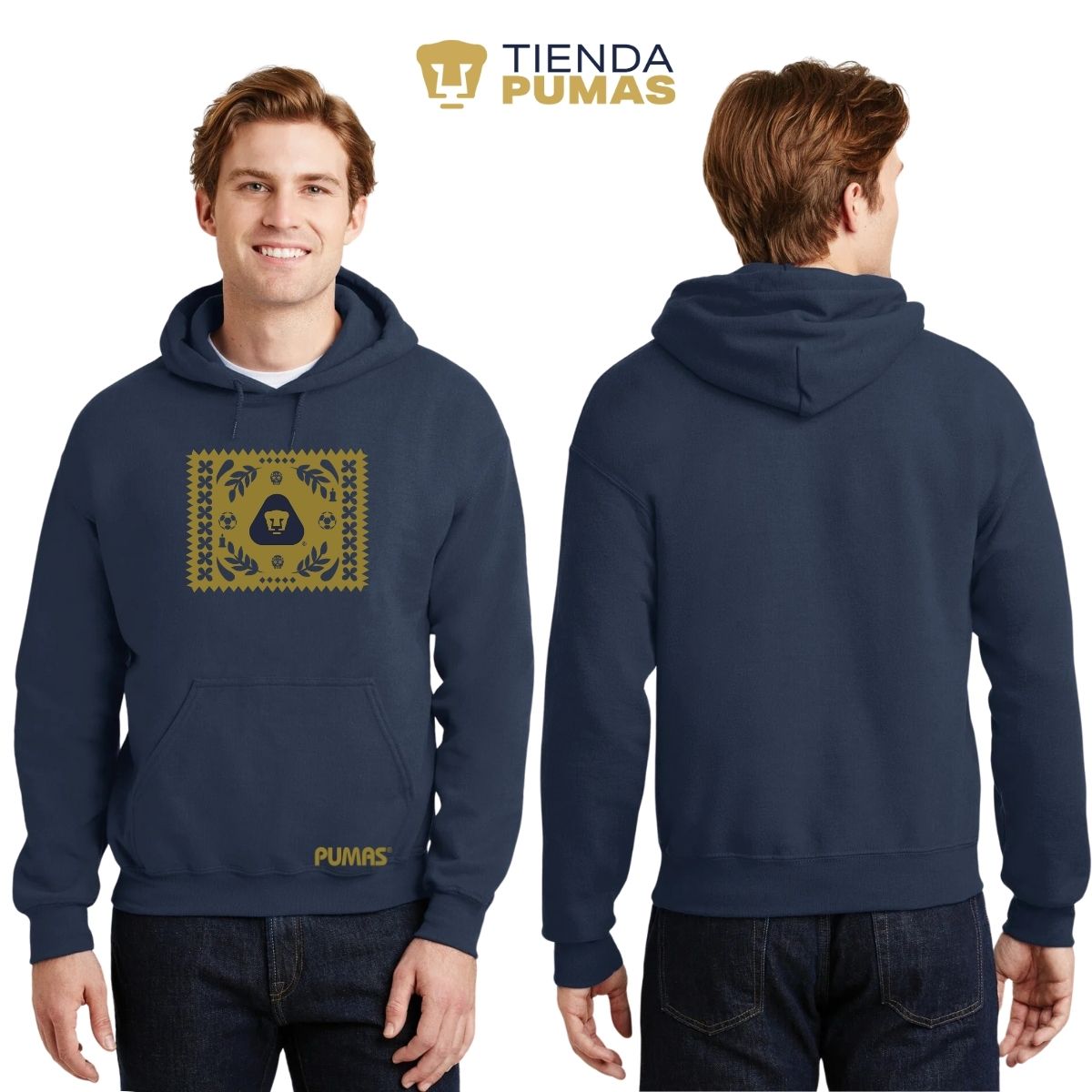 Sudadera Hombre Hoodie Pumas UNAM Día de Muertos Papel