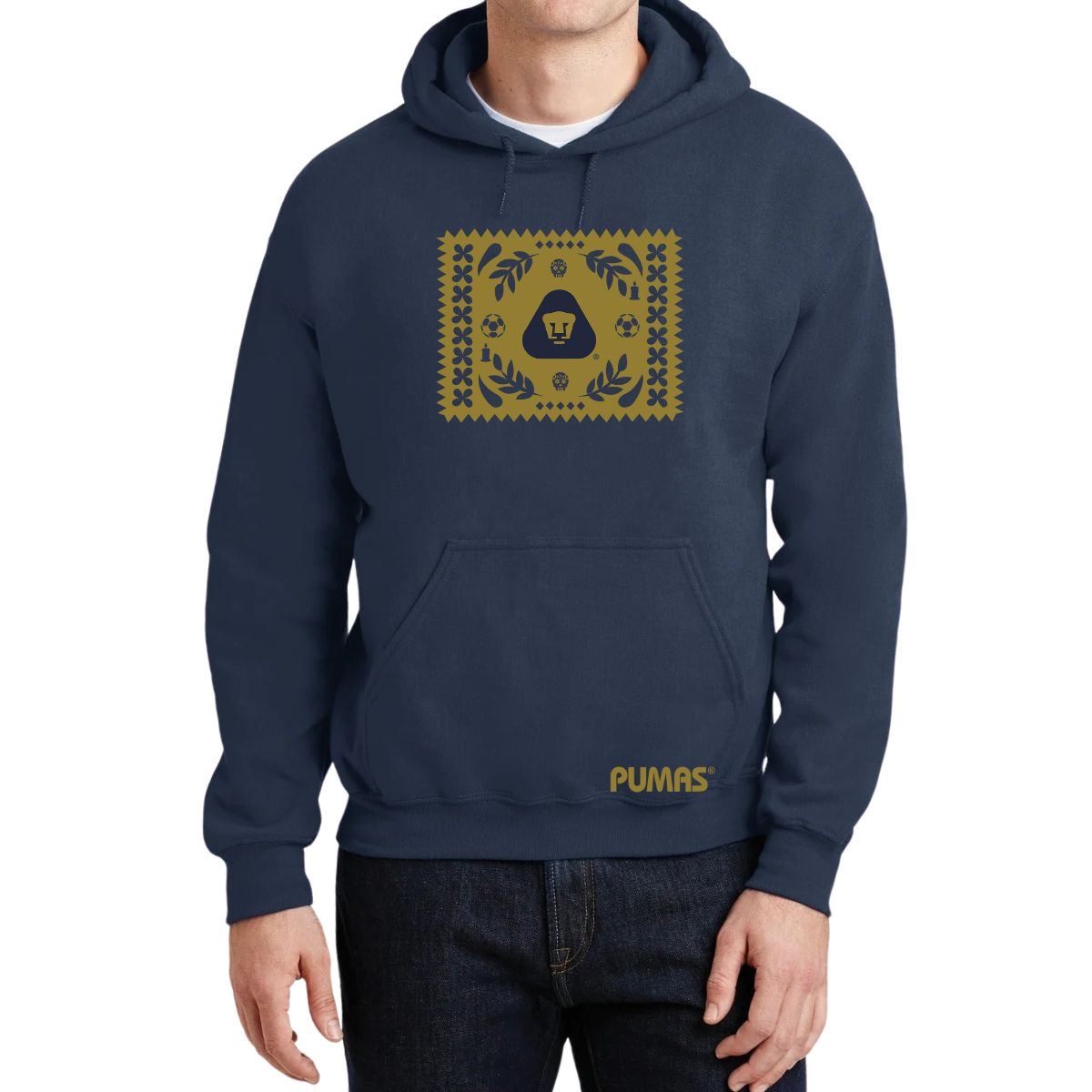 Sudadera Hombre Hoodie Pumas UNAM Día de Muertos Papel