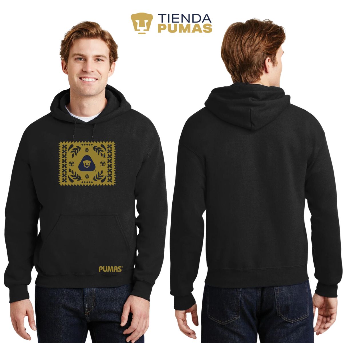 Sudadera Hombre Hoodie Pumas UNAM Día de Muertos Papel