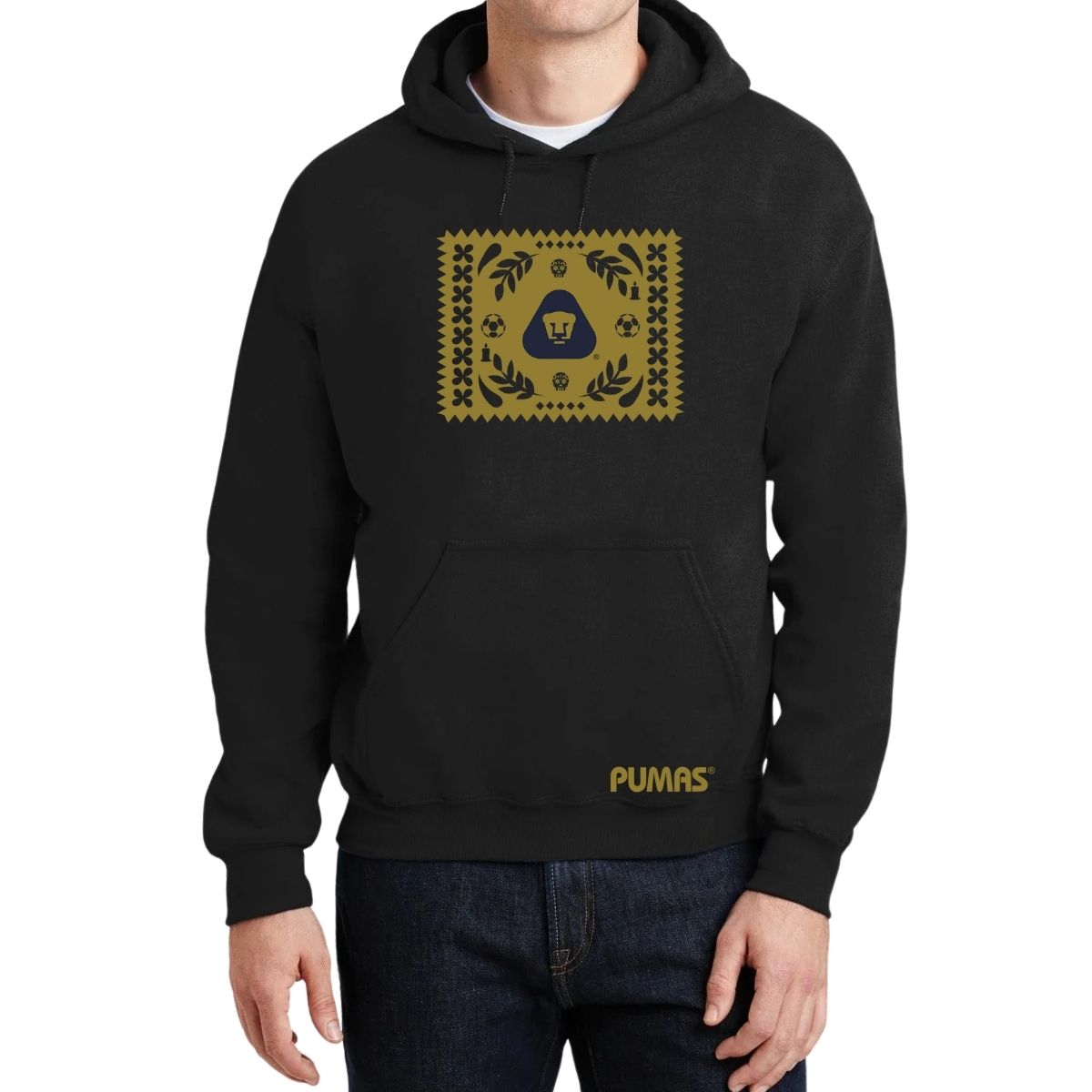 Sudadera Hombre Hoodie Pumas UNAM Día de Muertos Papel