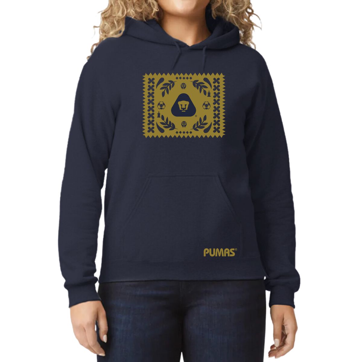 Sudadera Mujer Hoodie Pumas UNAM Día de Muertos Papel