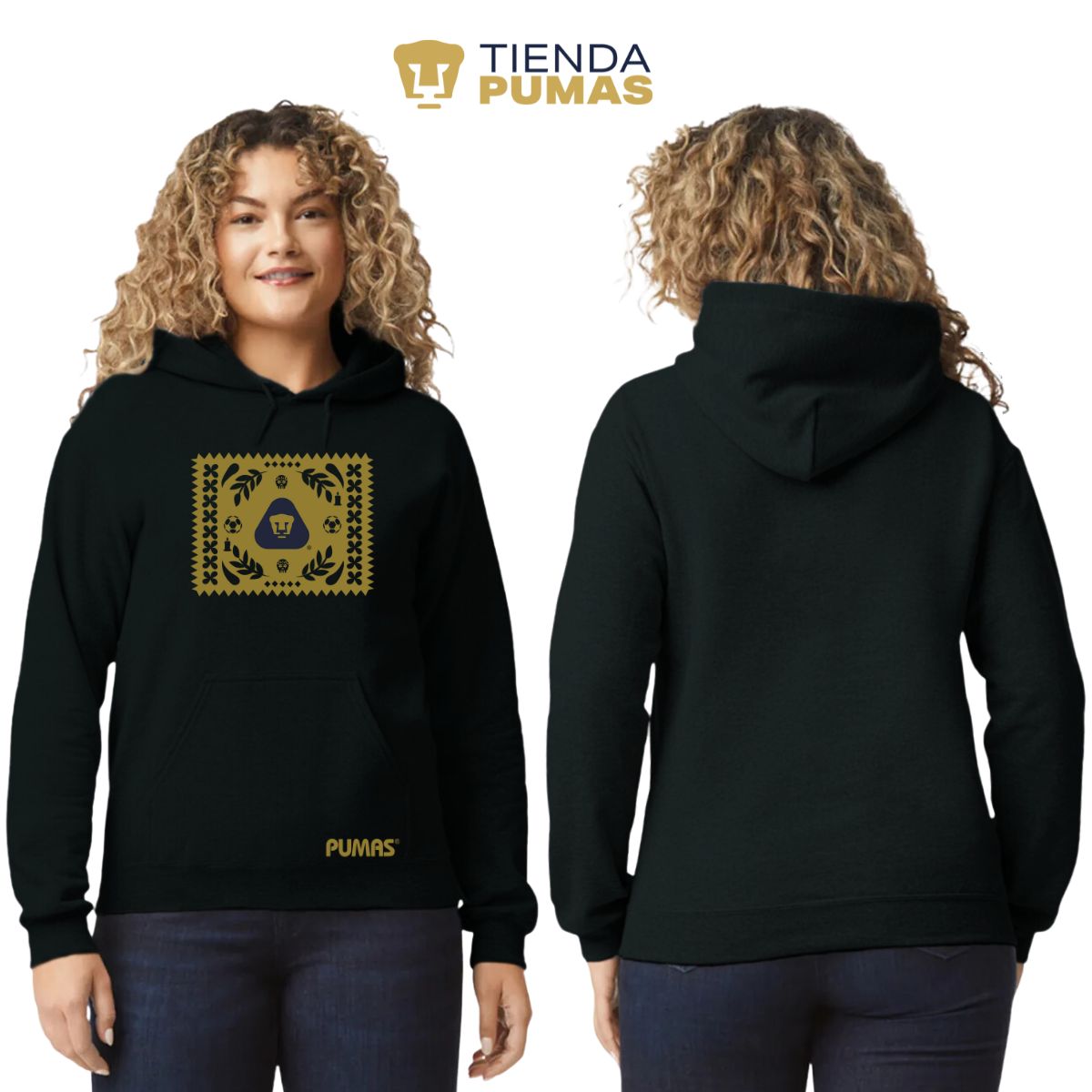 Sudadera Mujer Hoodie Pumas UNAM Día de Muertos Papel