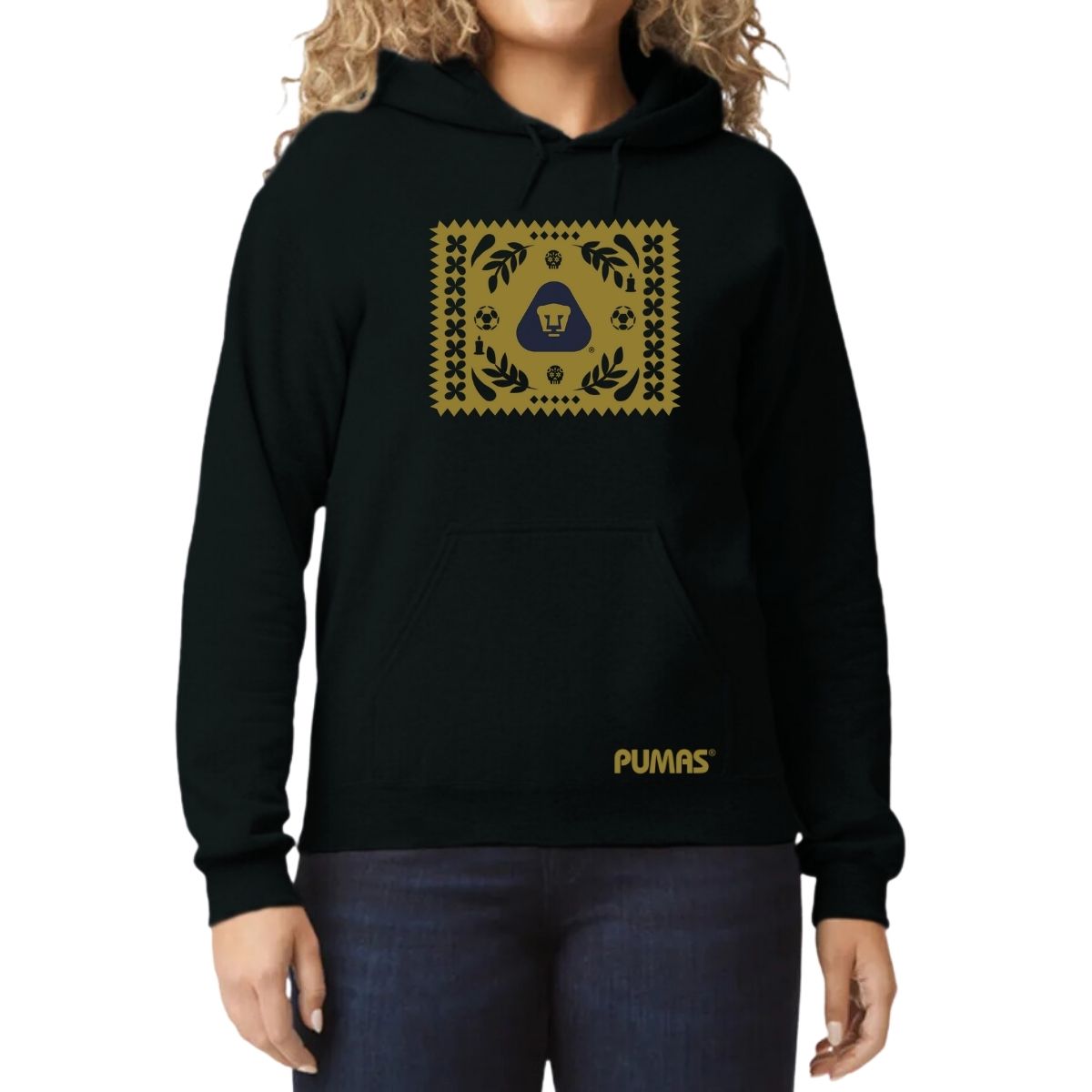 Sudadera Mujer Hoodie Pumas UNAM Día de Muertos Papel