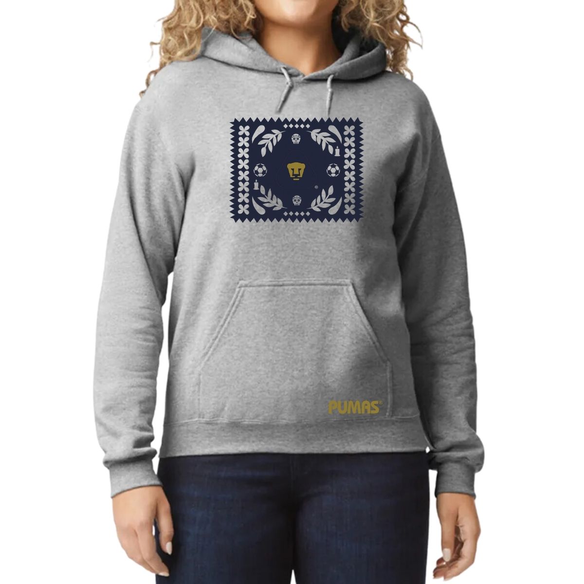 Sudadera Mujer Hoodie Pumas UNAM Día de Muertos Papel