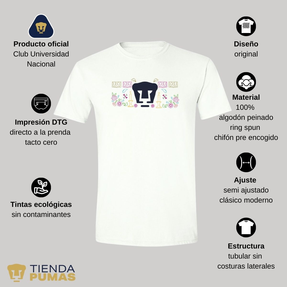 Playera Hombre Pumas UNAM Día de Muertos Altar