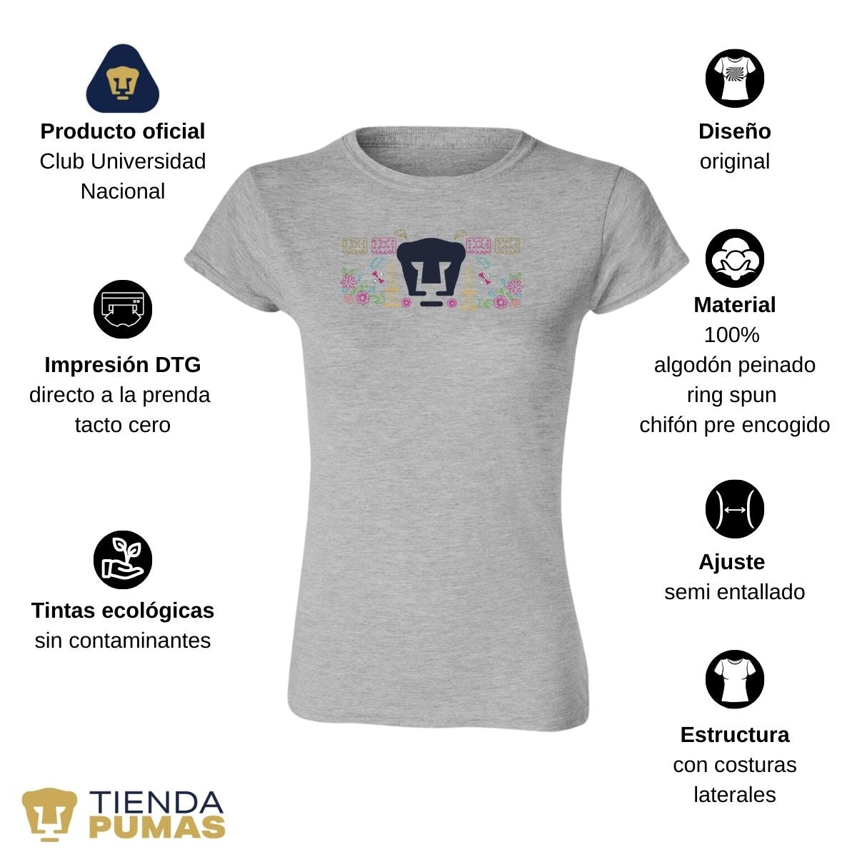 Playera Mujer Pumas UNAM Día de Muertos Altar