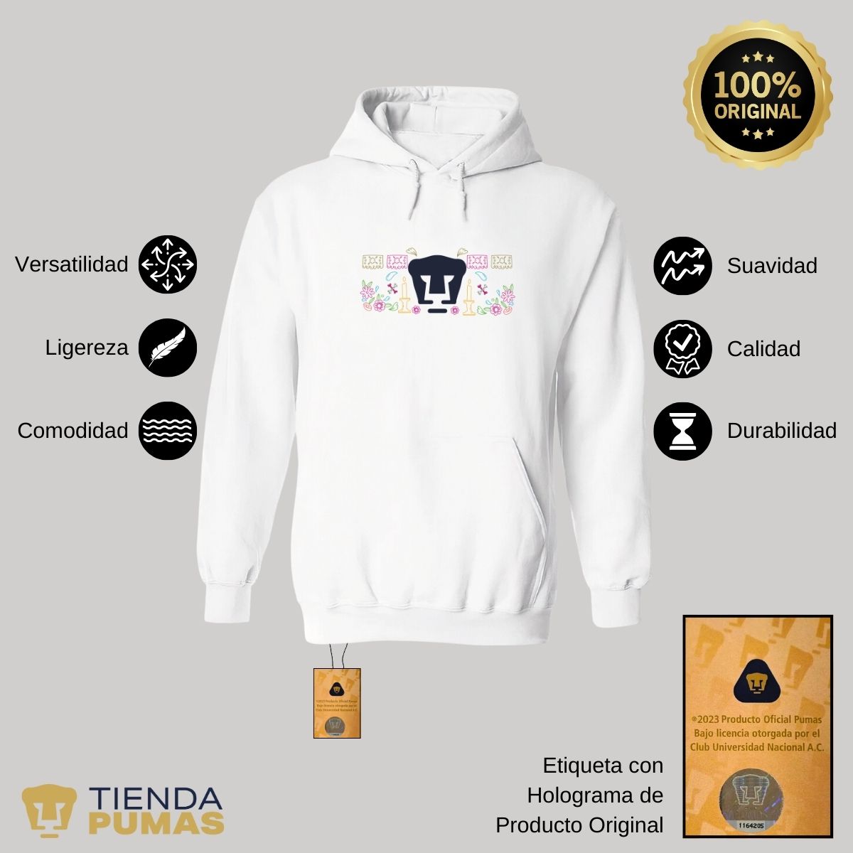 Sudadera Hombre Hoodie Pumas UNAM Día de Muertos Altar