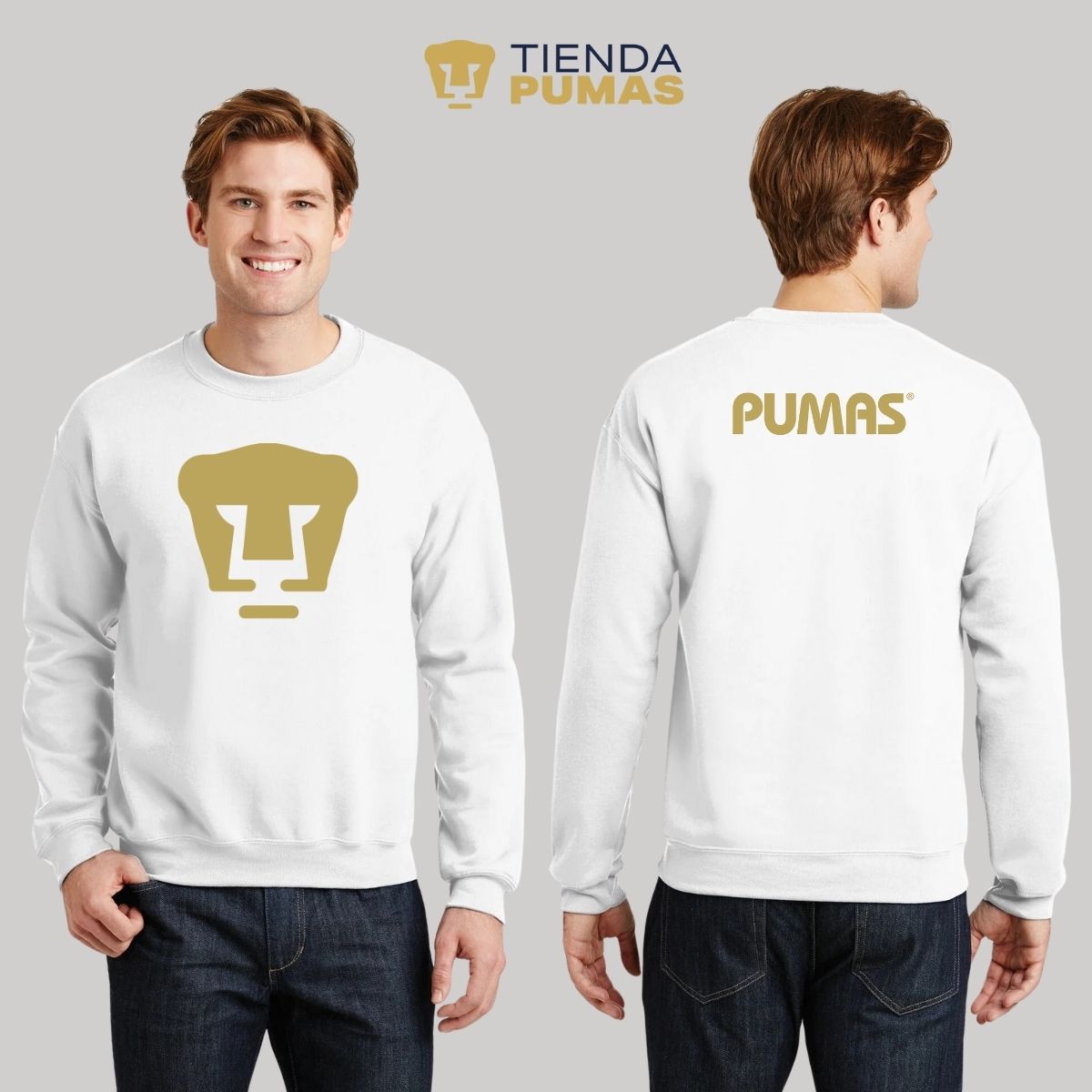 Sudadera Hombre Pumas UNAM Logo Vinil Dorado