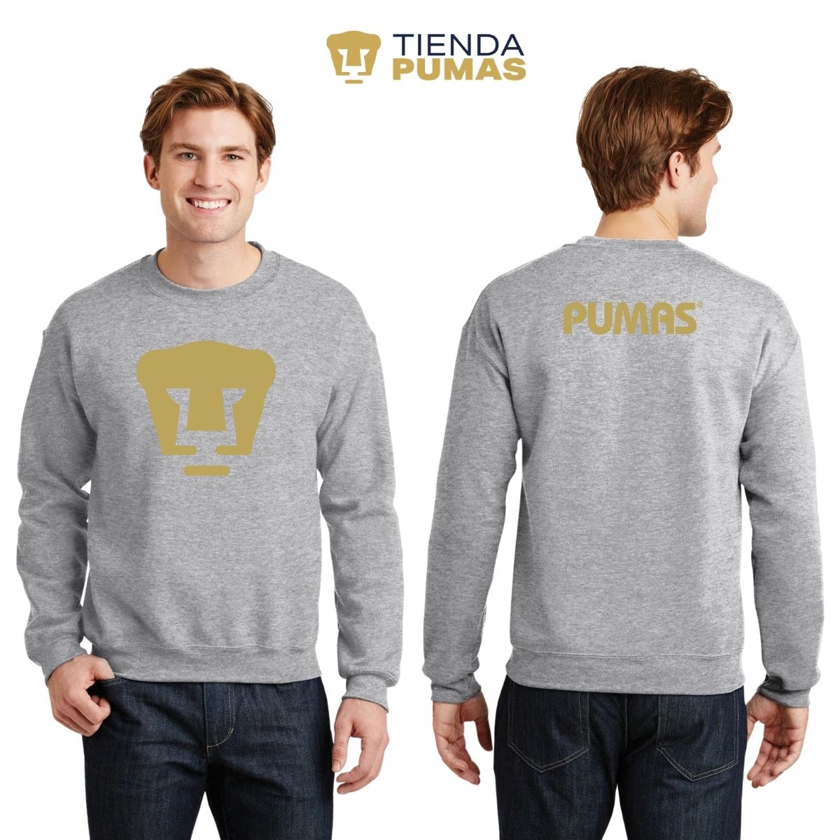 Sudadera Hombre Pumas UNAM Logo Vinil Dorado