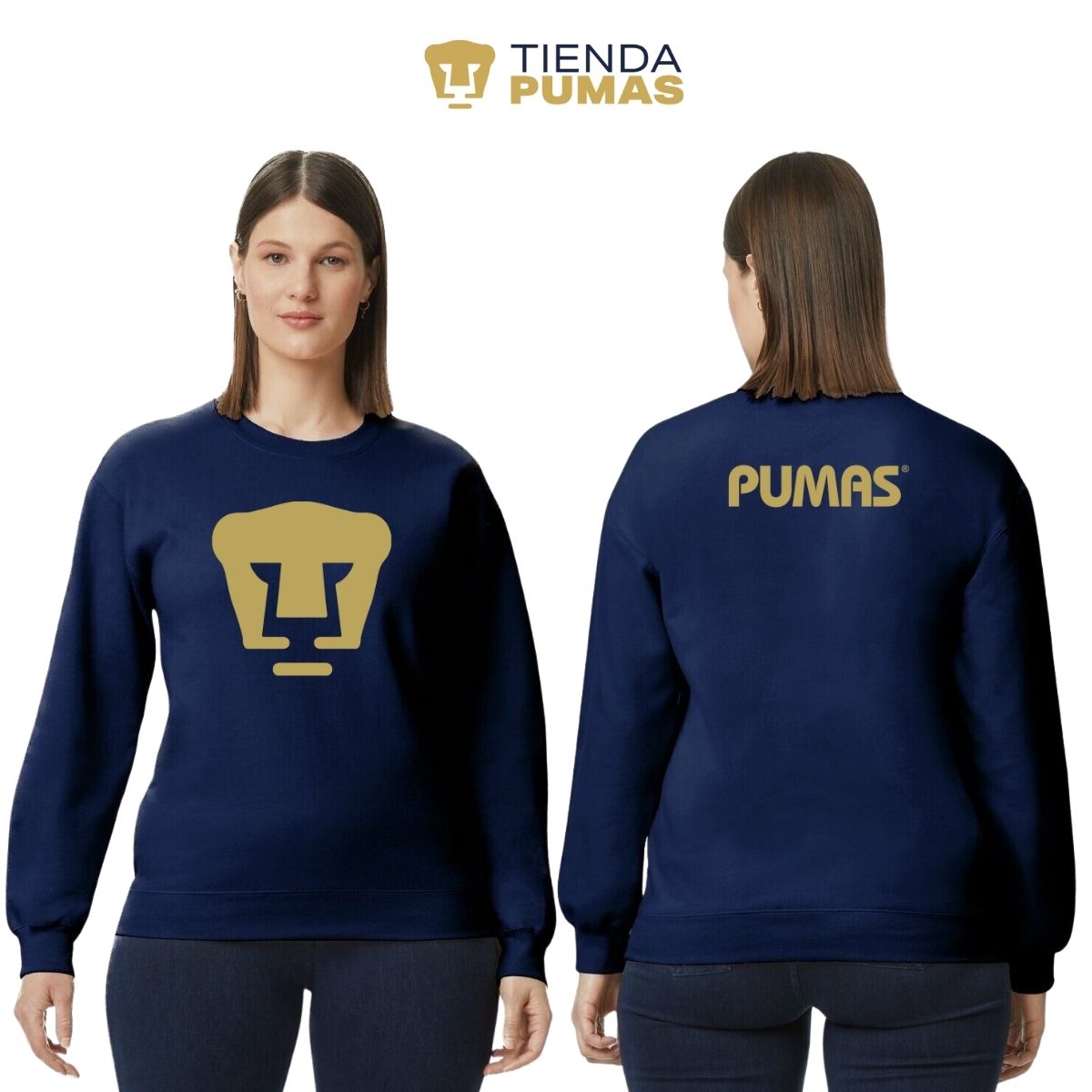 Sudadera Mujer Pumas UNAM Logo Vinil Dorado