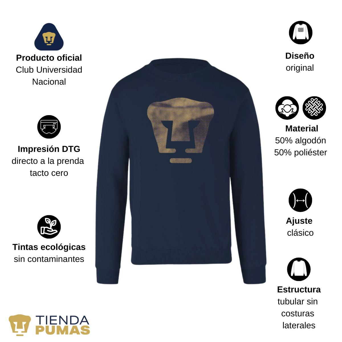 Sudadera Hombre Pumas UNAM Logo fusión