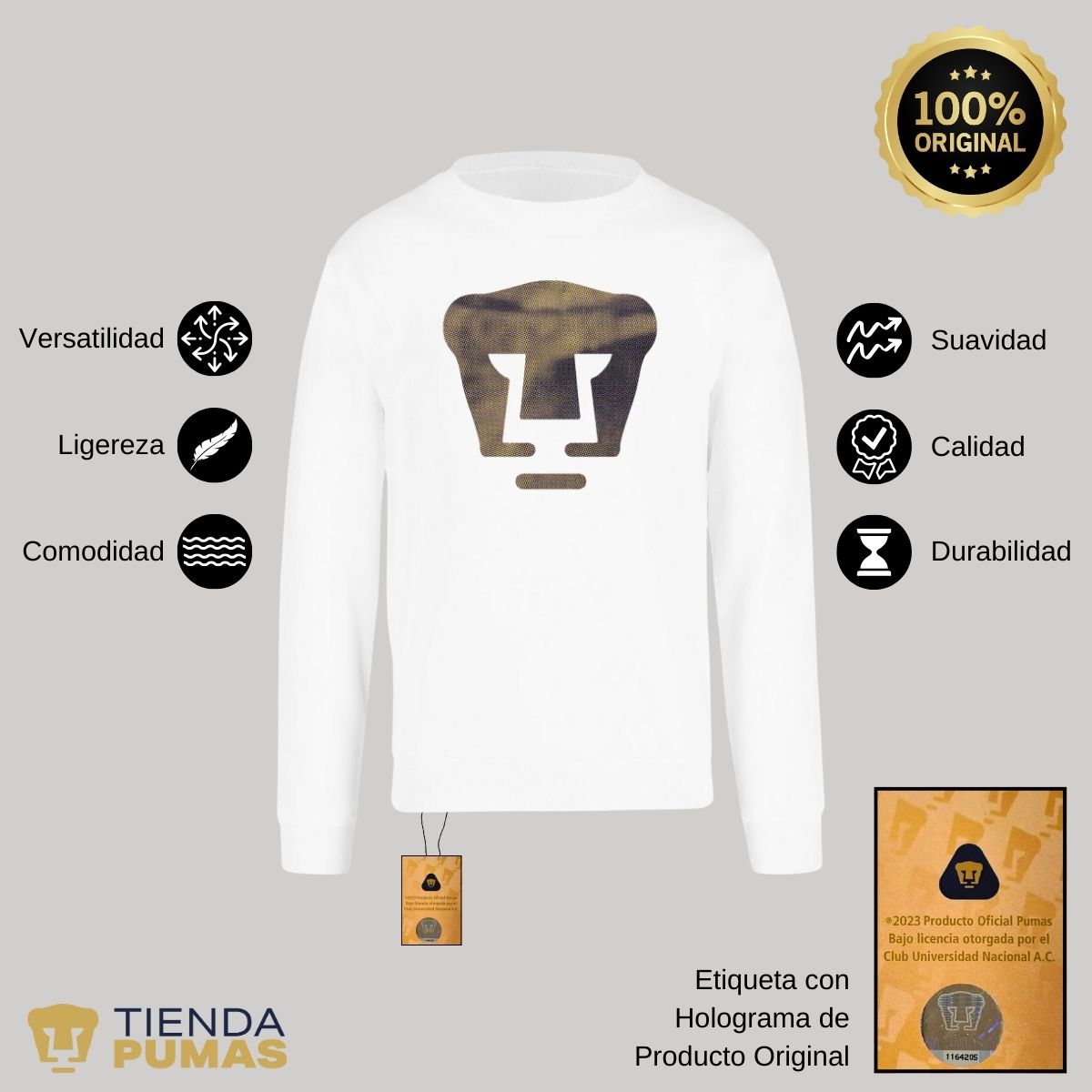 Sudadera Hombre Pumas UNAM Logo fusión