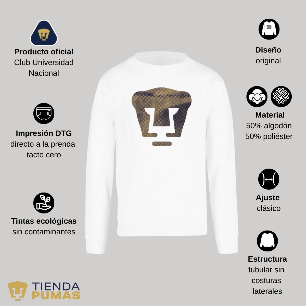 Sudadera Hombre Pumas UNAM Logo fusión